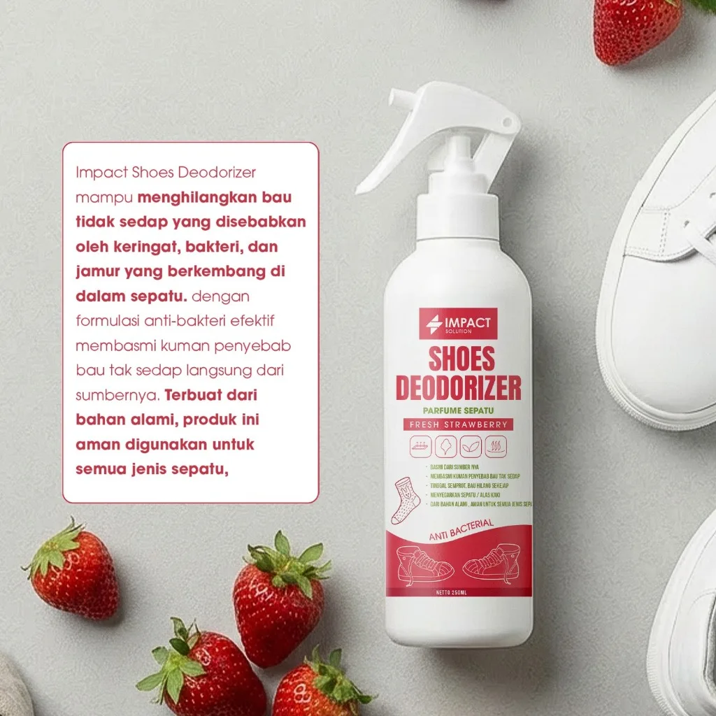 IMPACT Shoes Deodorizer Strawberry Penghilang Bau Sepatu Anti Bakteri Wangi Tahan Lama 250ml