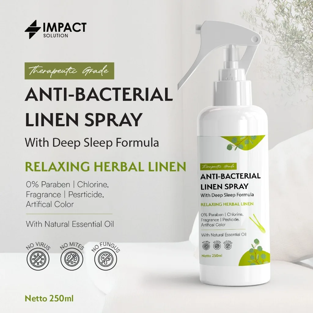 IMPACT Anti Bacterial Linen Spray Herbal 250ml | Bed Spray Anti Tungau & Bakteri Alami Deep Sleep