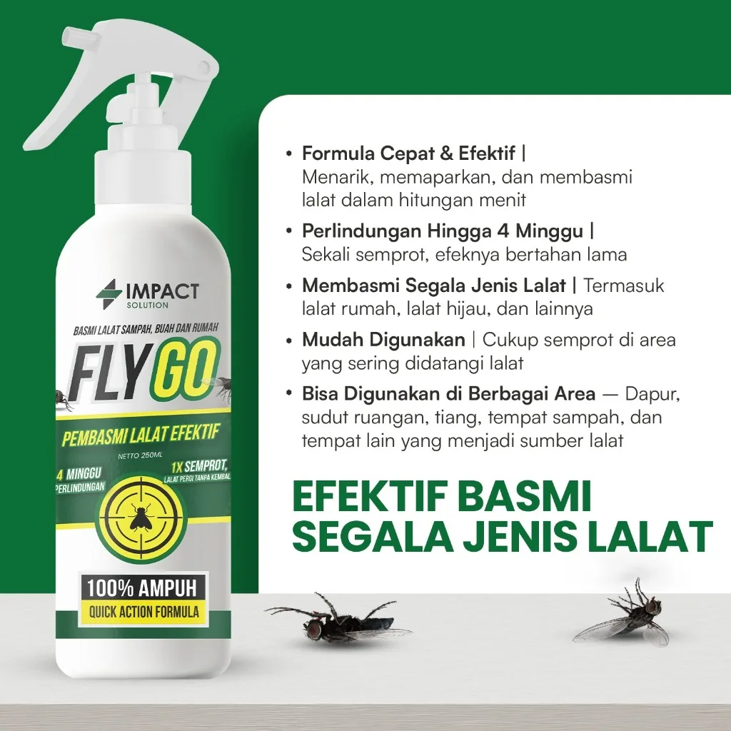IMPACT Racun Anti Lalat Obat Pengusir Pembasmi Pembunuh Dirumah Pembunuh Spray Fly Go 250ml