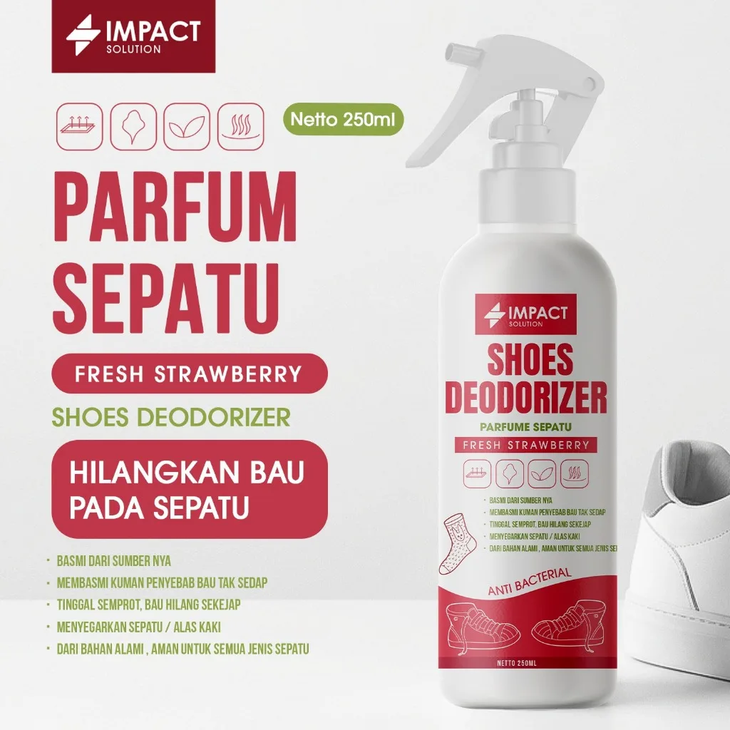 IMPACT Shoes Deodorizer Strawberry Penghilang Bau Sepatu Anti Bakteri Wangi Tahan Lama 250ml