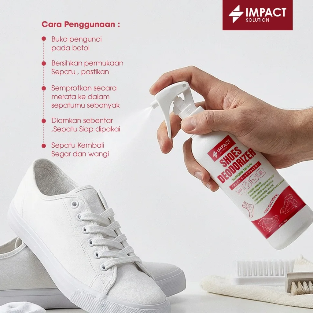 IMPACT Shoes Deodorizer Strawberry Penghilang Bau Sepatu Anti Bakteri Wangi Tahan Lama 250ml