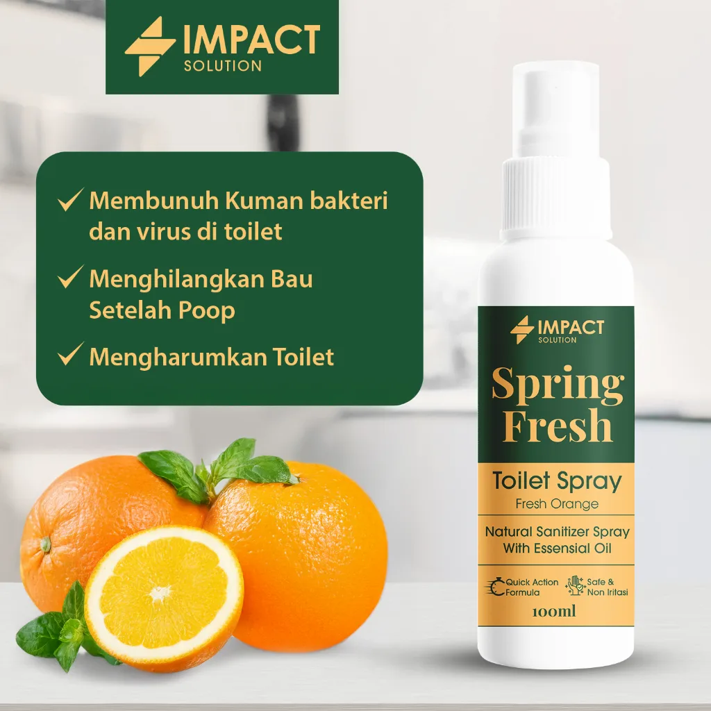 IMPACT Toilet Spray Fresh Orange 100ml Toilet Seat Sanitizer Pengharum Kamar Mandi Penghilang Bau WC