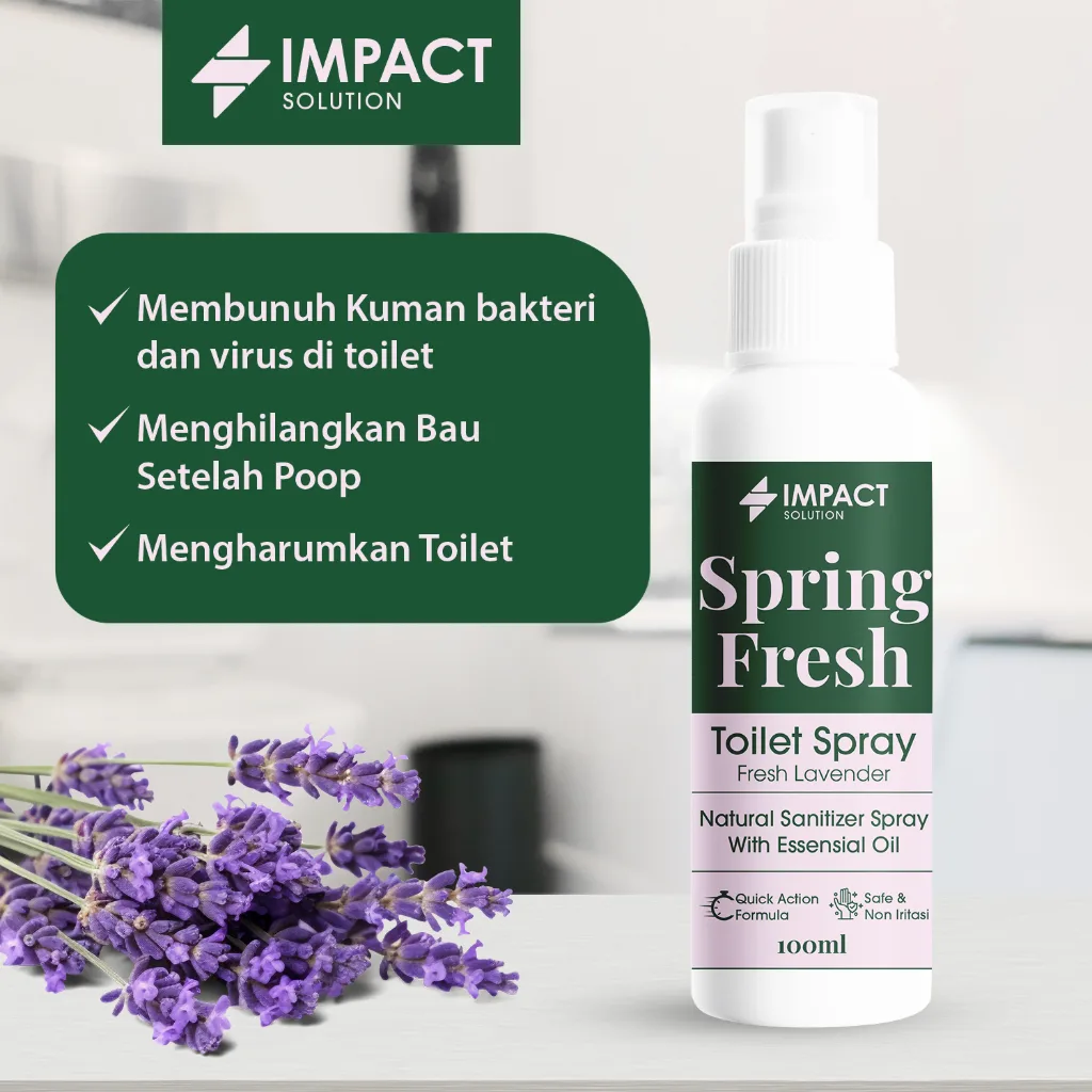 IMPACT Toilet Spray Lavender 100ml Toilet Seat Sanitizer Pengharum Kamar Mandi Penghilang Bau WC