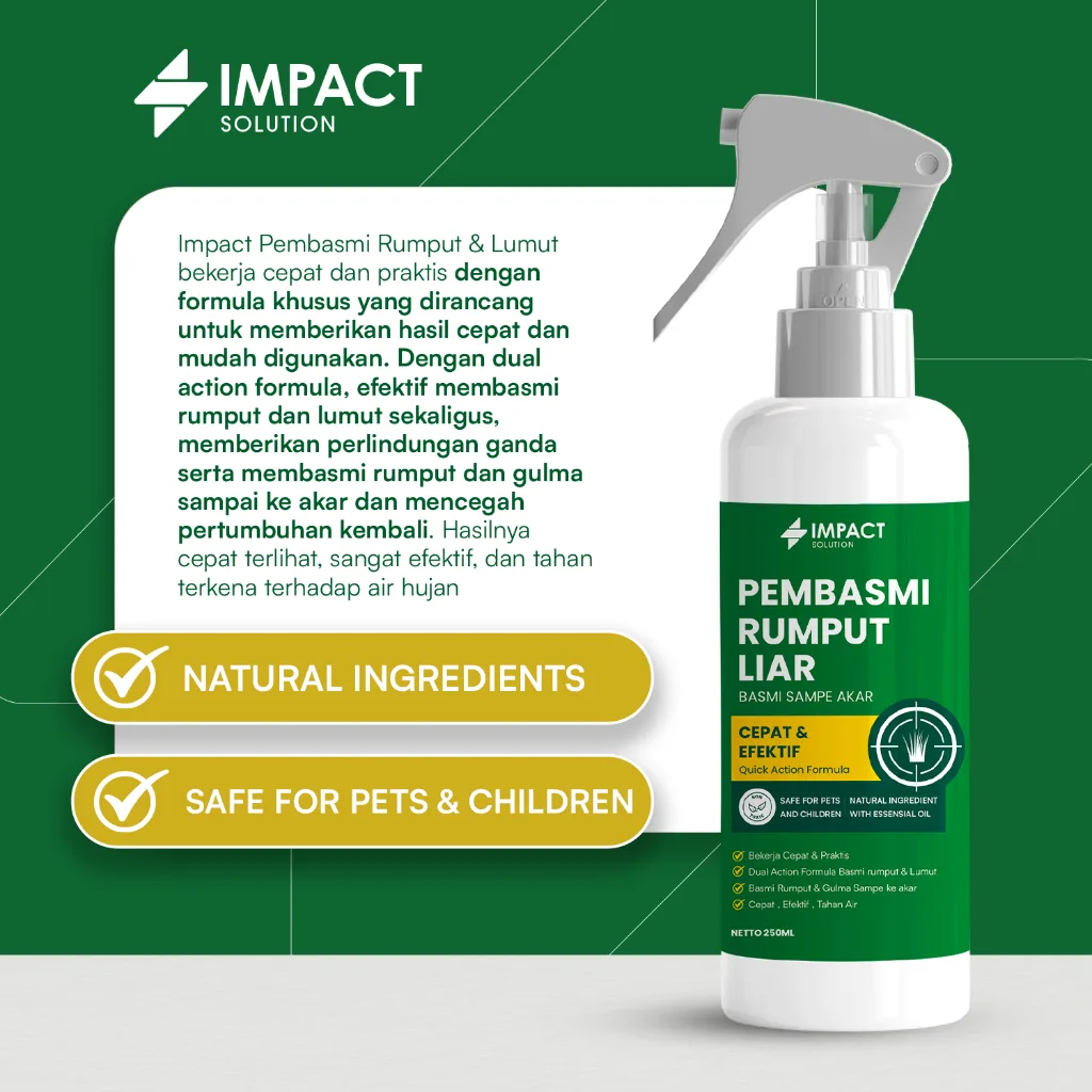 IMPACT Racun Rumput Liar 250ml Pembasmi Rumput & Gulma Herbisida Ampuh Obat Rumput Liar Cepat Kerja