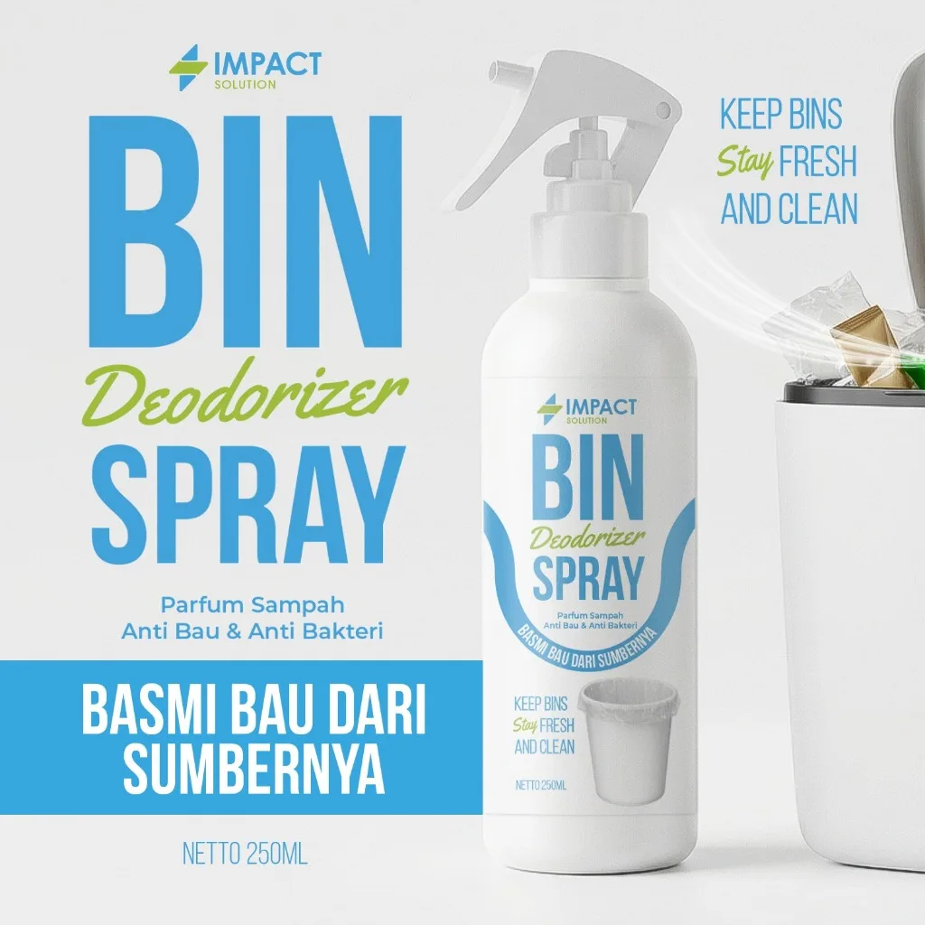 IMPACT Bin Deodorizer Spray 250ml Parfum Tempat Sampah Anti Bau & Anti Bakteri Penghilang Bau
