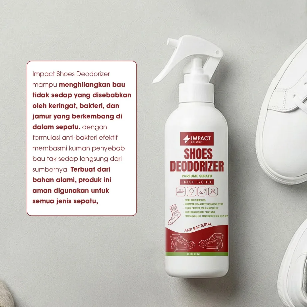 IMPACT Shoes Deodorizer Fresh Lychee Penghilang Bau Sepatu Aroma Lembut Anti Bakteri 250ml