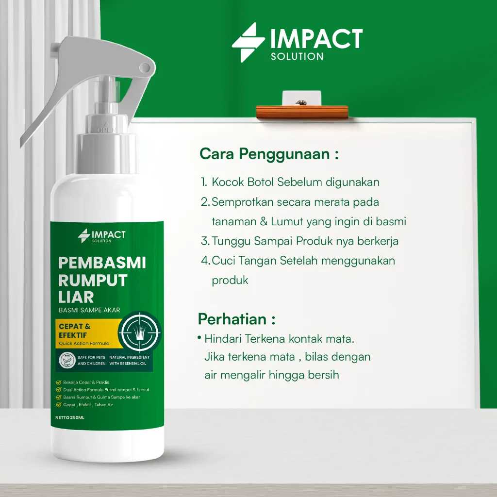 IMPACT Racun Rumput Liar 250ml Pembasmi Rumput & Gulma Herbisida Ampuh Obat Rumput Liar Cepat Kerja
