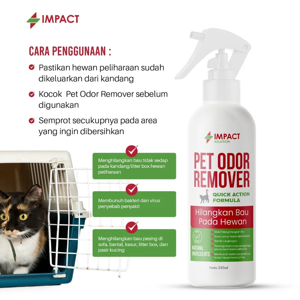 IMPACT Pet Odor Remover Penghilang Bau Kotoran Kucing 250ml | Spray Anti Bau Pesing Kucing Ampuh