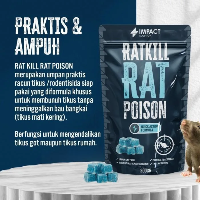 IMPACT Rat Killer Racun Tikus Paling Ampuh Mati Kering Obat Pembasmi Tikus 200gr