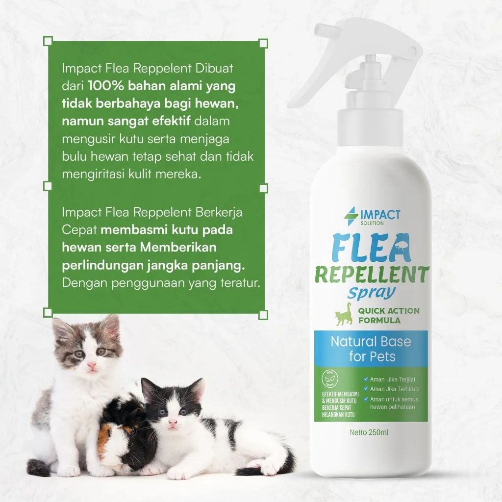 IMPACT Obat Kutu Kucing & Anjing Flea Repellent 250ml | Spray Anti Kutu Penghilang Kutu Hewan Cepat Ampuh Aman