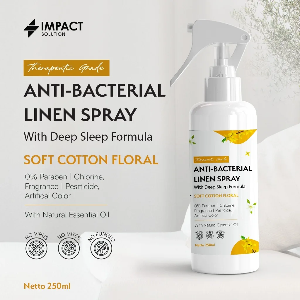 IMPACT Anti Bacterial Linen Spray Soft Cotton Floral 250ml Anti Tungau & Bakteri Deep Sleep