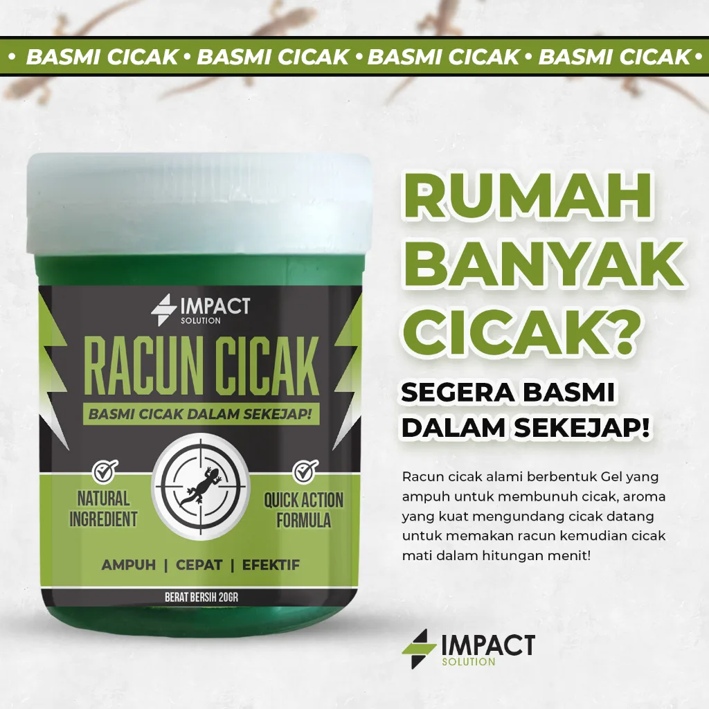 IMPACT Racun Cicak Paling Ampuh Racun Tokek Cecak Gel Herbal Original Langsung Mati Netto 20gr