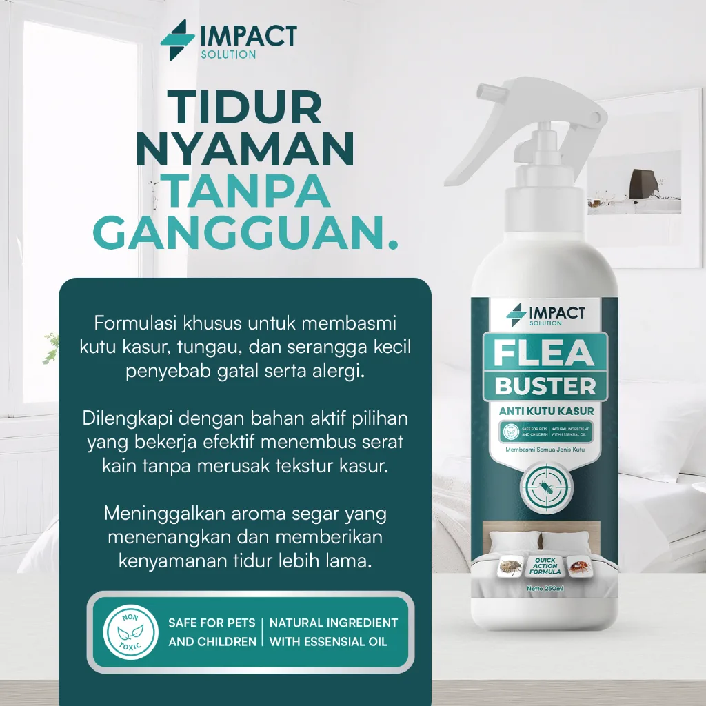 IMPACT Pembasmi Kutu Kasur 250ml | Spray Anti Tungau & Bakteri Penghilang Kutu Kasur Alami Ampuh