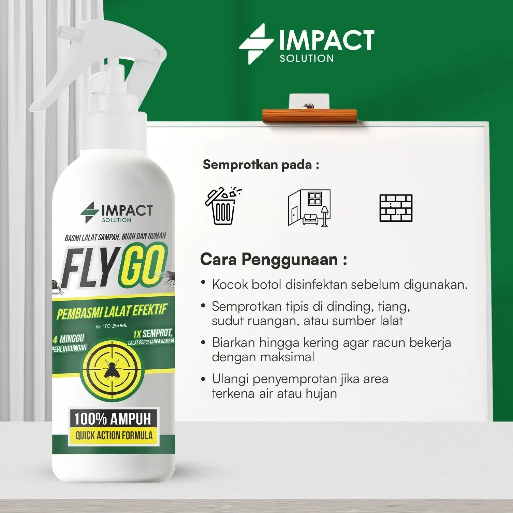 IMPACT Racun Anti Lalat Obat Pengusir Pembasmi Pembunuh Dirumah Pembunuh Spray Fly Go 250ml