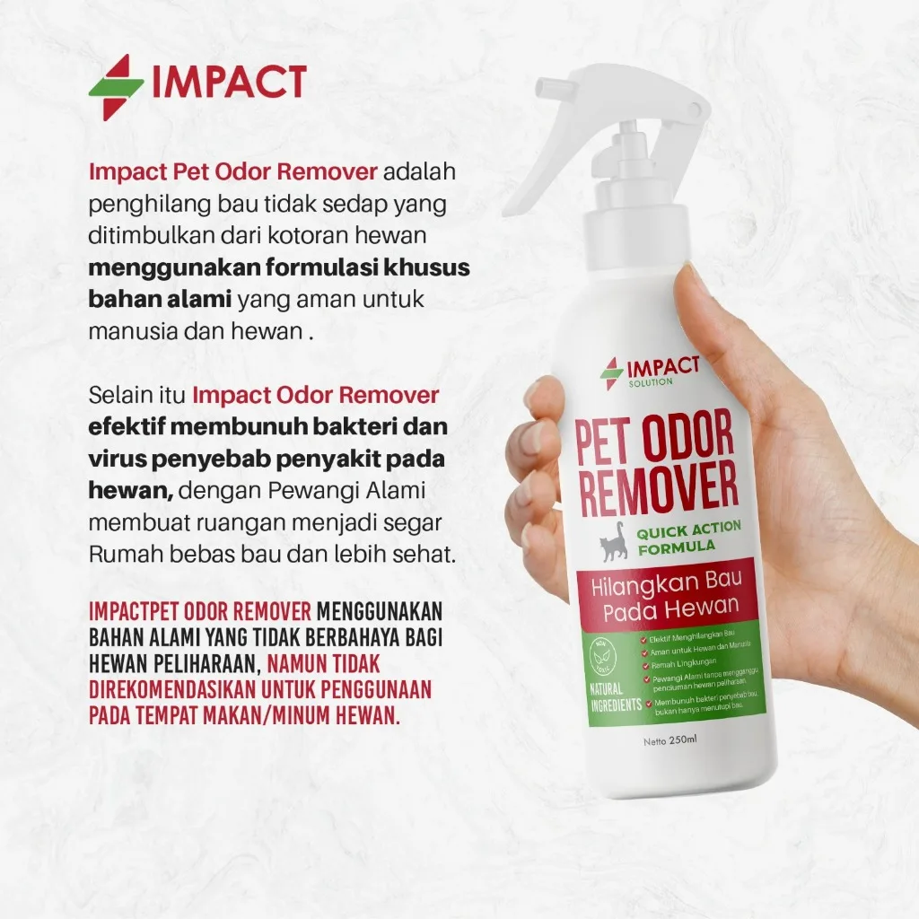 IMPACT Pet Odor Remover Penghilang Bau Kotoran Kucing 250ml | Spray Anti Bau Pesing Kucing Ampuh