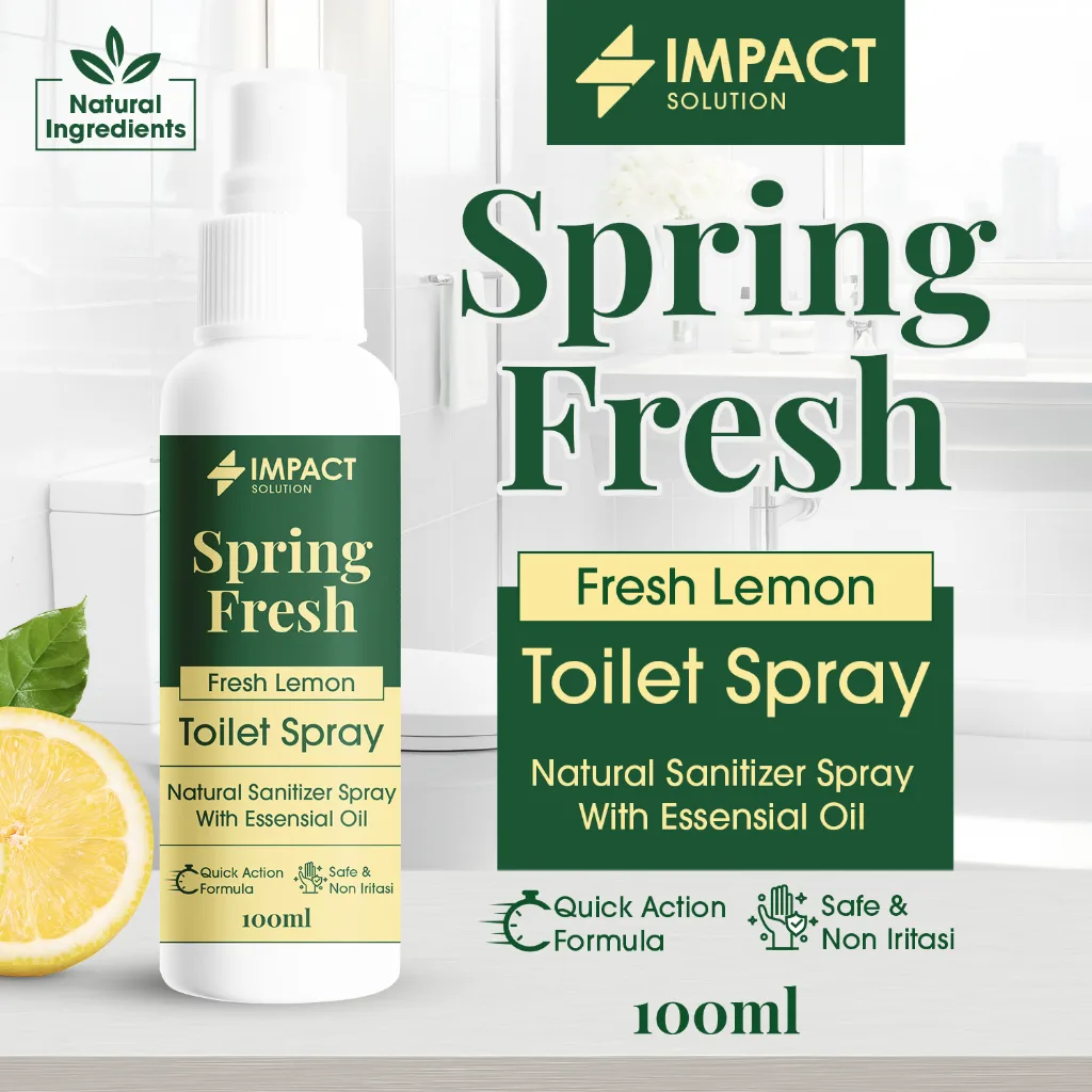 IMPACT Toilet Spray Fresh Lemon 100ml Toilet Seat Sanitizer Pengharum Kamar Mandi Penghilang Bau WC
