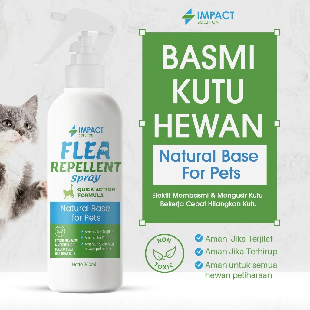IMPACT Obat Kutu Kucing & Anjing Flea Repellent 250ml | Spray Anti Kutu Penghilang Kutu Hewan Cepat Ampuh Aman