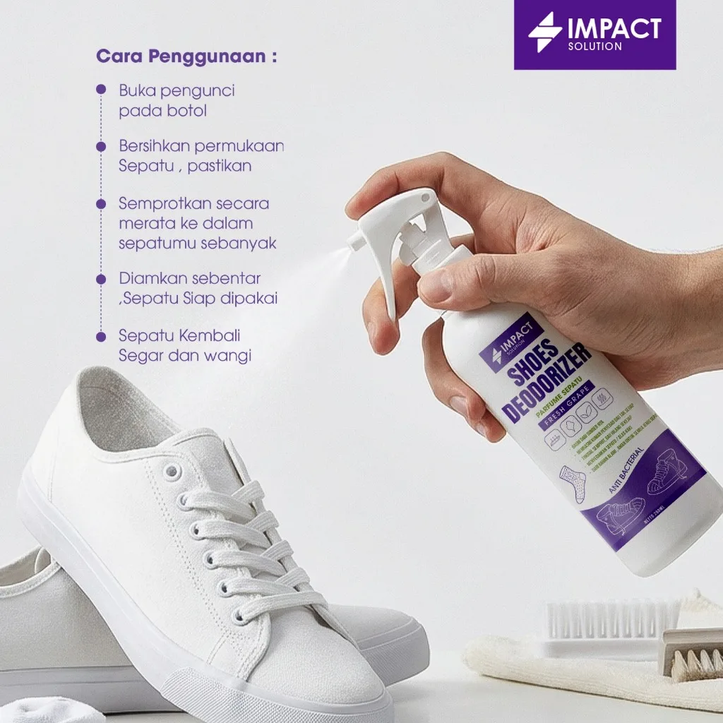 IMPACT Shoes Deodorizer Grape Parfum Sepatu Anti Bau & Bakteri, Sepatu Segar Seharian 250ml
