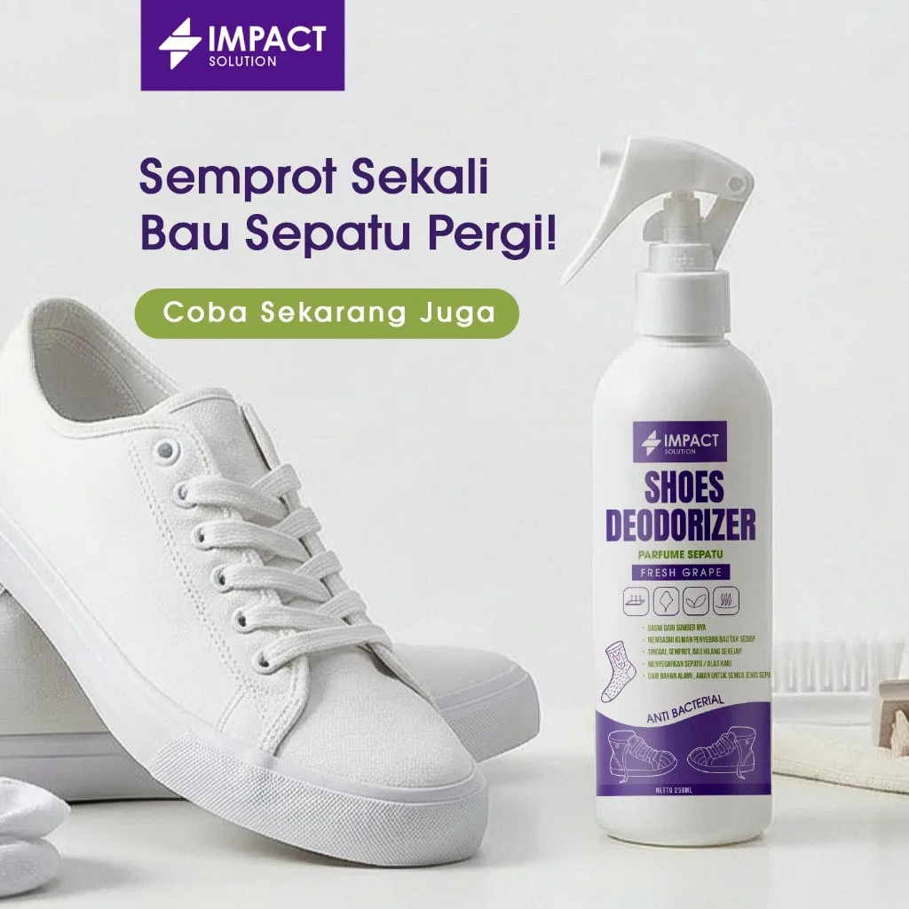 IMPACT Shoes Deodorizer Grape Parfum Sepatu Anti Bau & Bakteri, Sepatu Segar Seharian 250ml