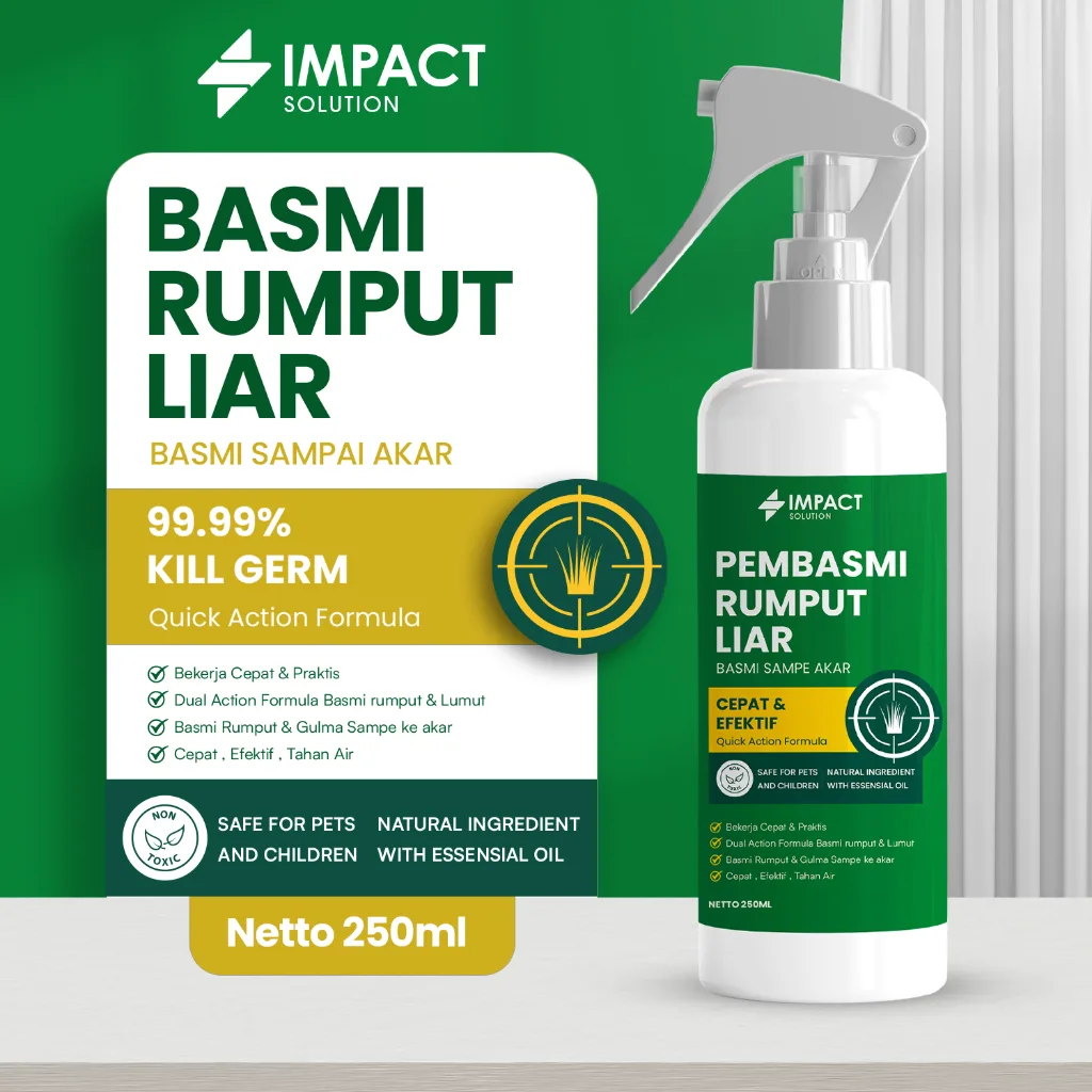 IMPACT Racun Rumput Liar 250ml Pembasmi Rumput & Gulma Herbisida Ampuh Obat Rumput Liar Cepat Kerja