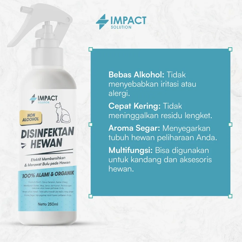 IMPACT Disinfektan Hewan Non-Alkohol 250ml | Disinfectant Aman untuk Kucing Anjing Anti Kuman & Bau
