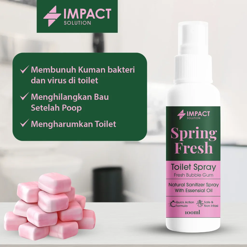 IMPACT Toilet Spray Bubble Gum 100ml Toilet Seat Sanitizer Pengharum Kamar Mandi Penghilang Bau WC