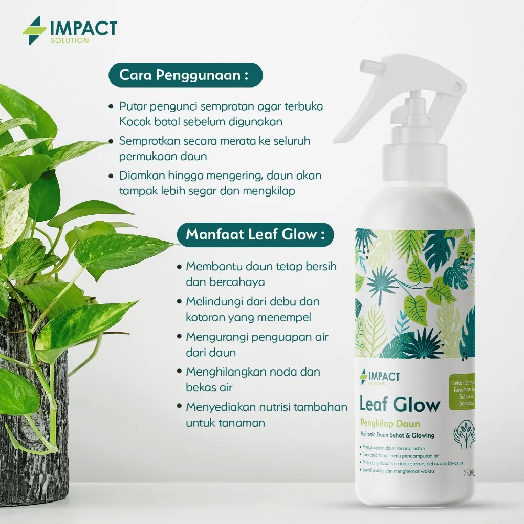 IMPACT Pengkilap Daun Tanaman Hias 250ml | Pembersih Daun Leaf Shine Spray Pengkilap Daun Mengkilap