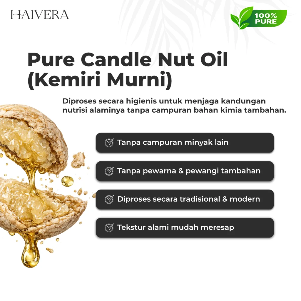 HAIVERA Minyak Kemiri Murni 100ml Penumbuh Rambut Alami Atasi Rontok & Penebal Rambut