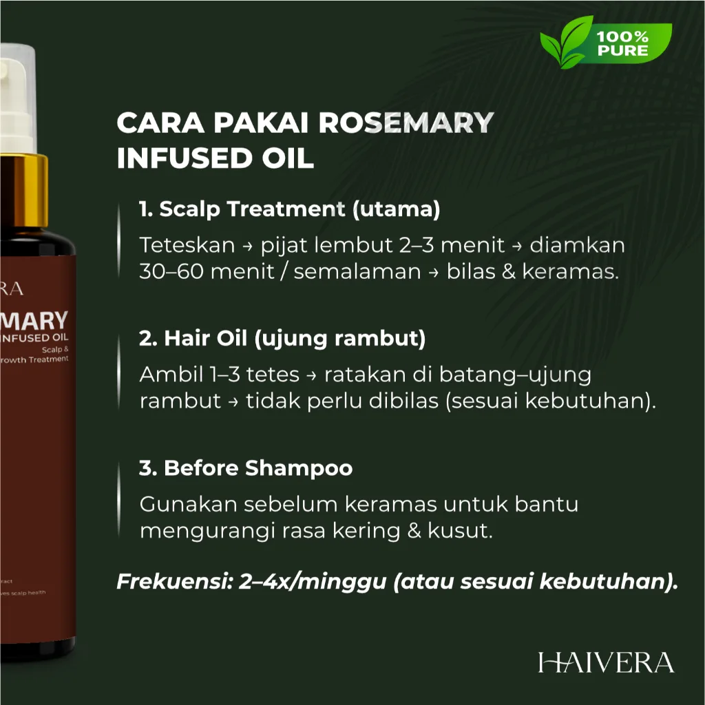 HAIVERA Rosemary Oil 100ml Minyak Penumbuh Rambut Hair Growth Atasi Rontok & Botak