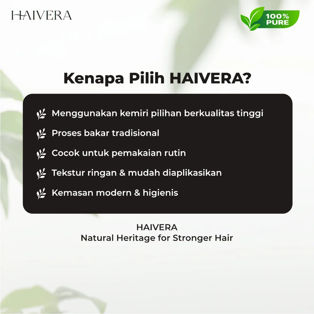 HAIVERA Minyak Kemiri Bakar 100ml Penumbuh Rambut Alami Atasi Rontok & Penebal Rambut