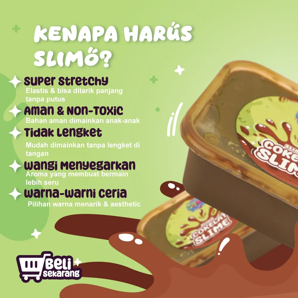 SLIMO Coklat Slime Mainan Anak Slaim Super Stretchy Lembut Wangi 200ml Non Toxic