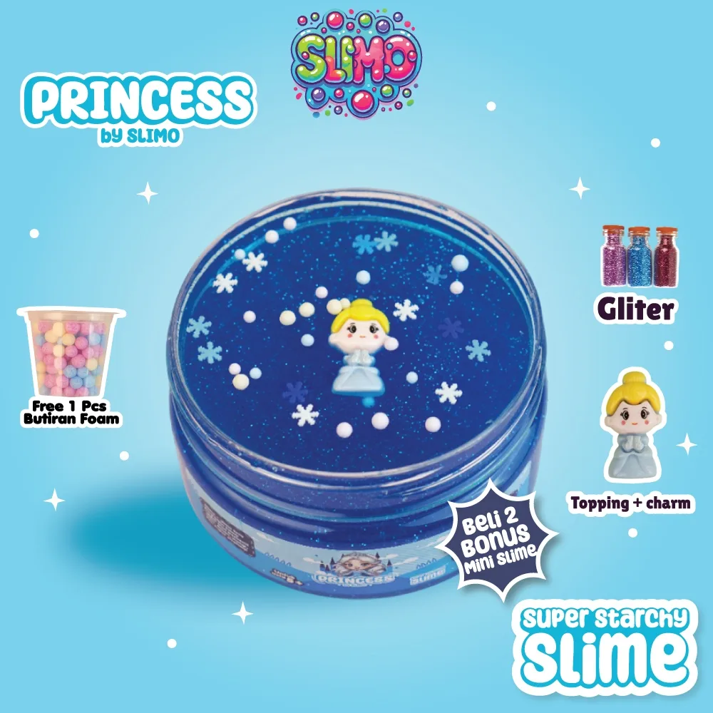 SLIMO Princess Slime Clear Slaim Mainan Anak Super Lucu Tidak Lengket Wangi Super Elastis 200gr
