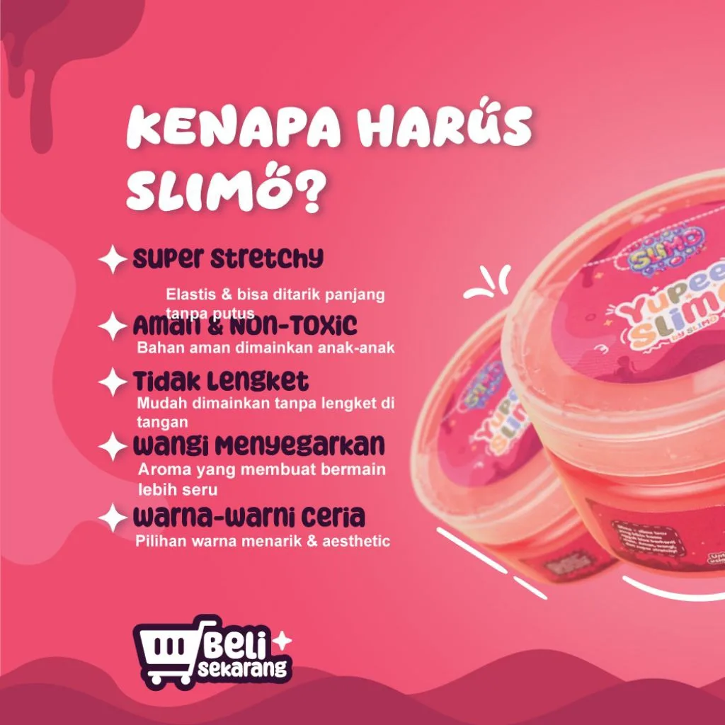 SLIMO Yoopi Slime Mainan Anak Lucu Free Charm + Glitter + Foam + Stiker Slaim 200gr
