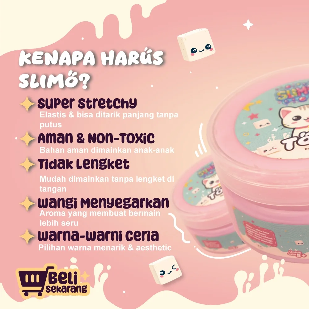 SLIMO Tofu Slime Mainan Anak Slaim Lucu Super Wangi 200Ml Promo Beli 2 Gratis 1 Mini