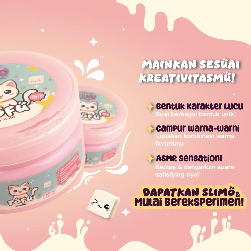 SLIMO Tofu Slime Mainan Anak Slaim Lucu Super Wangi 200Ml Promo Beli 2 Gratis 1 Mini