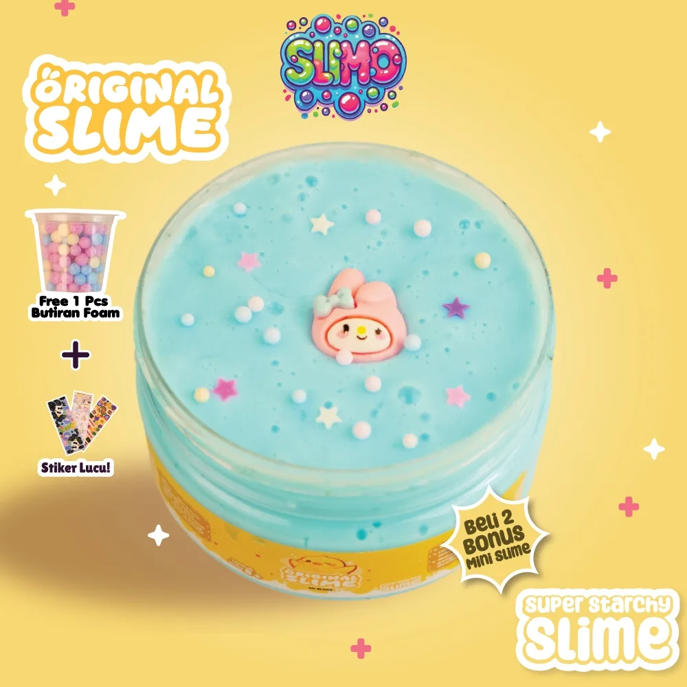 SLIMO Original Slime Mainan Anak Slaim Super Stretchy Lembut 200Gr Free Stiker lucu & Foam