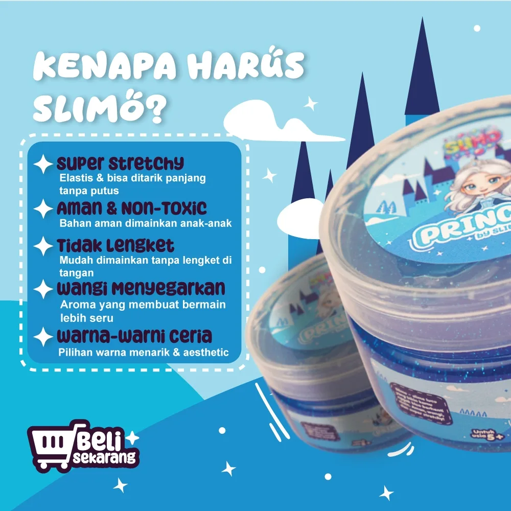 SLIMO Princess Slime Clear Slaim Mainan Anak Super Lucu Tidak Lengket Wangi Super Elastis 200gr