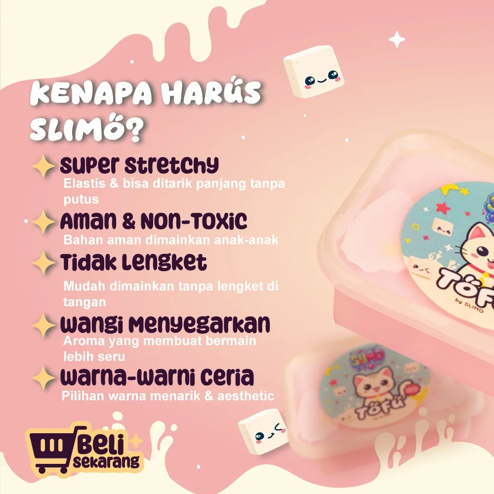 SLIMO Tofu Slime Mainan Anak Slaim Lucu Super Wangi 200ml Tidak Lengket Non Toxic