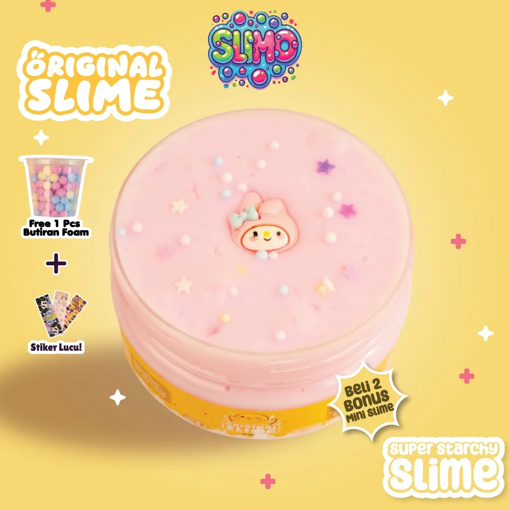 SLIMO Original Slime Mainan Anak Slaim Super Stretchy Lembut 200Gr Free Stiker lucu & Foam