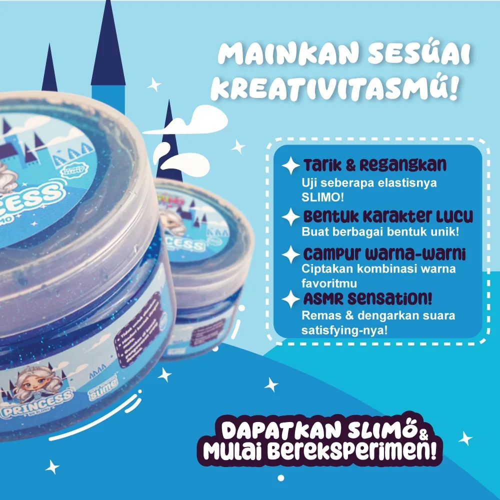 SLIMO Princess Slime Clear Slaim Mainan Anak Super Lucu Tidak Lengket Wangi Super Elastis 200gr