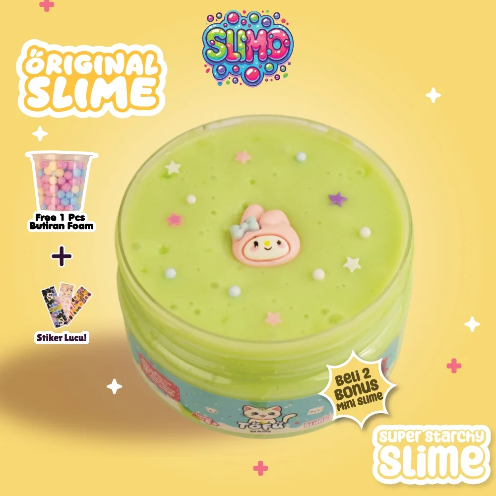 SLIMO Original Slime Mainan Anak Slaim Super Stretchy Lembut 200Gr Free Stiker lucu & Foam