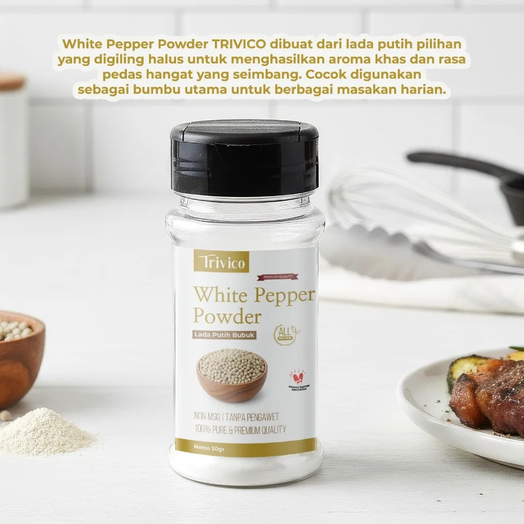 TRIVICO Lada Putih Bubuk 65gr White Pepper Powder Asli Bumbu Dapur Premium Non MSG