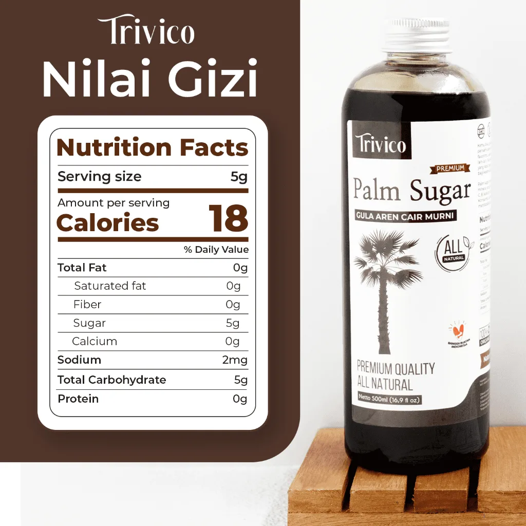 Trivico Gula Aren Cair Organik Premium - Palm Sugar Rasa Manis Alami & Kaya Manfaat