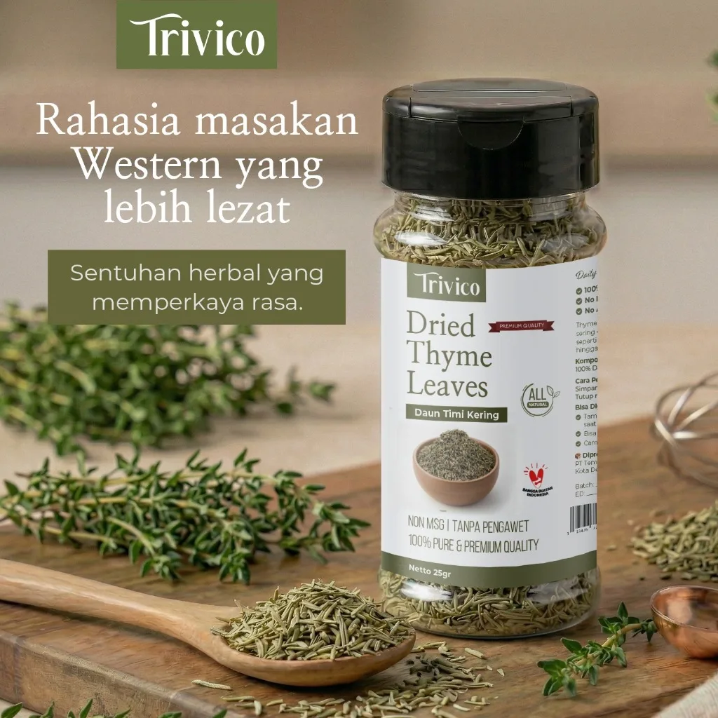 TRIVICO Dried Thyme Leaves 25gr Daun Timi Kering Herbal Bumbu Masak Premium Non MSG
