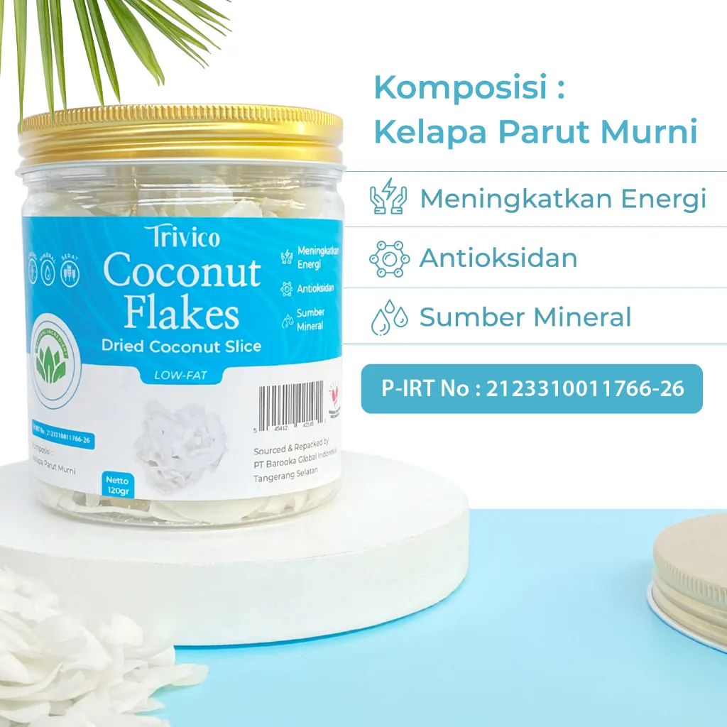 TRIVICO | Dried Coconut Flakes | Kelapa Parut Kering | Kelapa Iris Kering | Tambahan Topping Masakan Kue & Lainnya