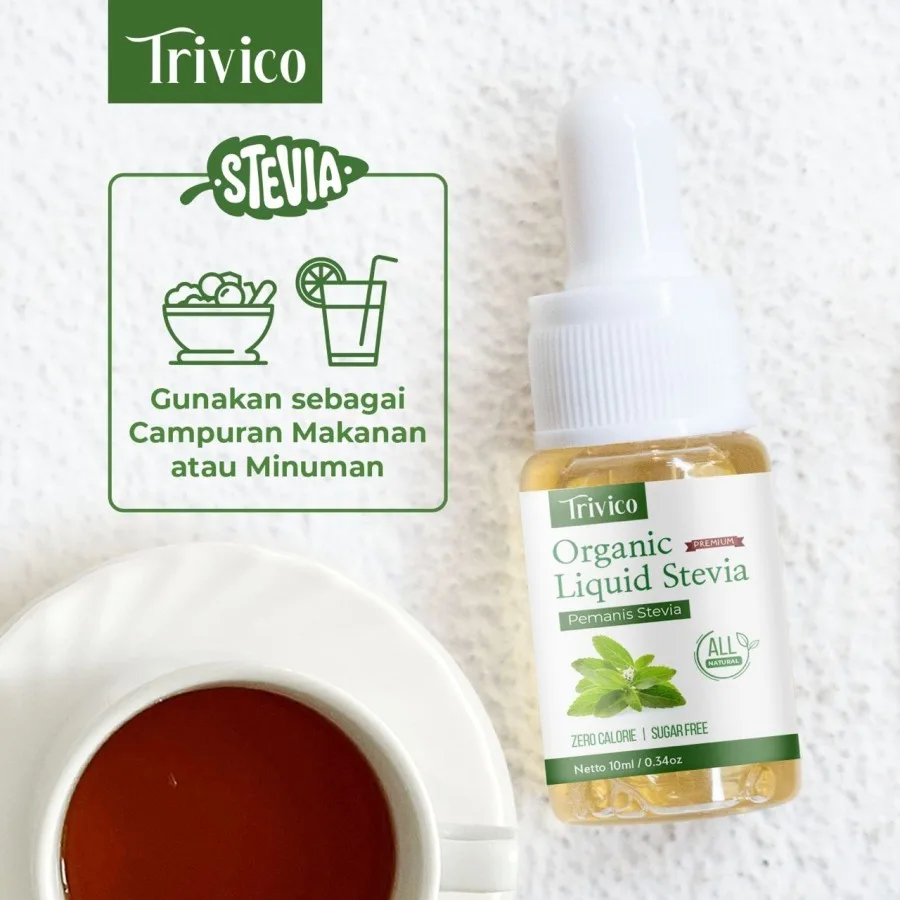 Trivico Paket Liquid Stevia 10ml Isi 3 Pcs - Pemanis 0 Kalori Alami Ekstrak Daun Stevia 98%