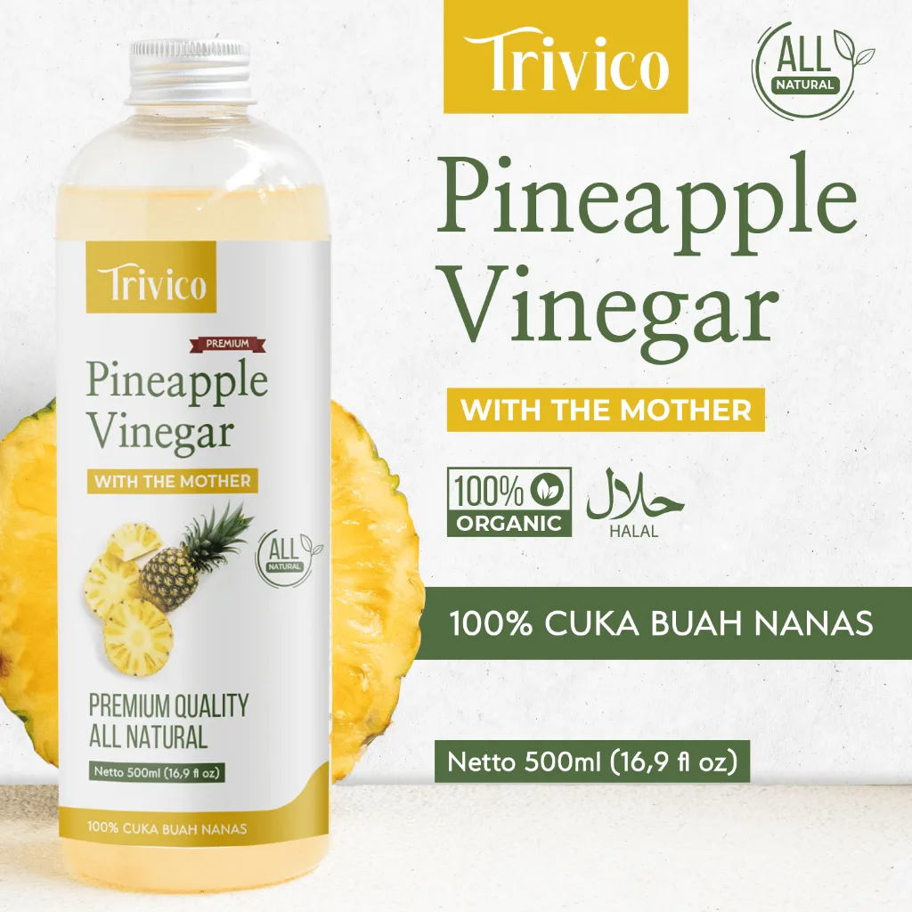 TRIVICO Cuka Nanas Organik 500ml With Mother Pineapple Vinegar Fermentasi Alami