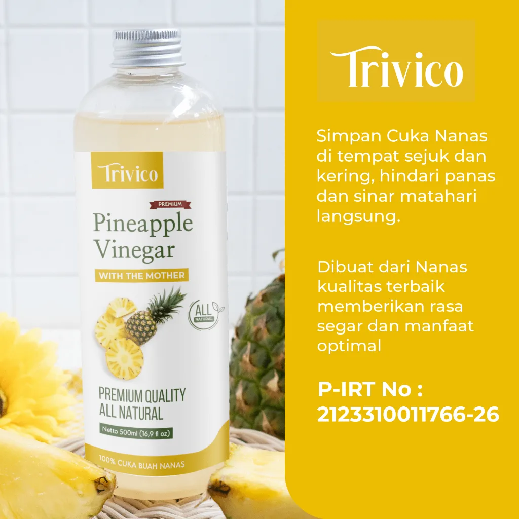 TRIVICO Cuka Nanas Organik 500ml With Mother Pineapple Vinegar Fermentasi Alami