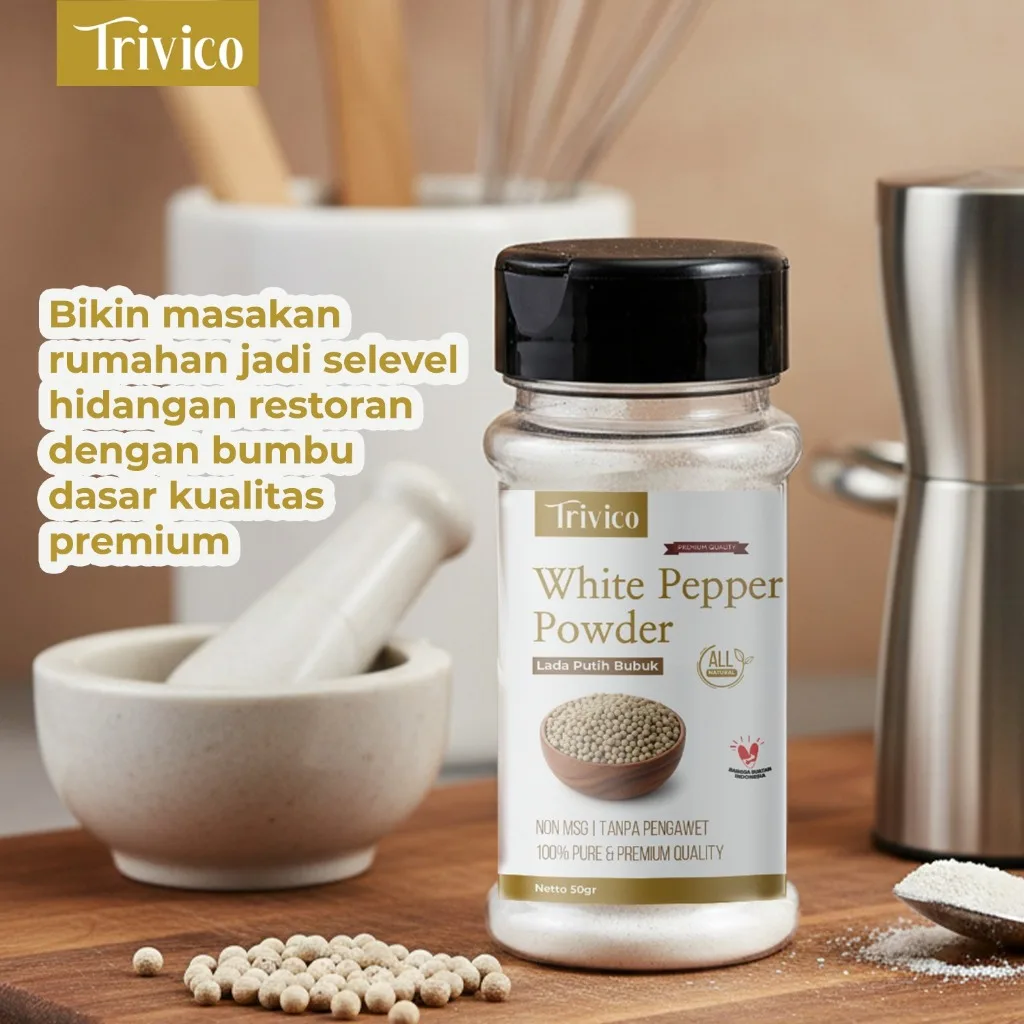 TRIVICO Lada Putih Bubuk 65gr White Pepper Powder Asli Bumbu Dapur Premium Non MSG