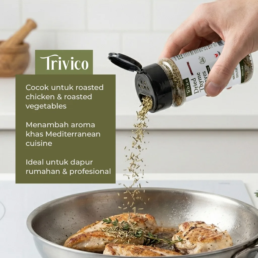 TRIVICO Dried Thyme Leaves 25gr Daun Timi Kering Herbal Bumbu Masak Premium Non MSG